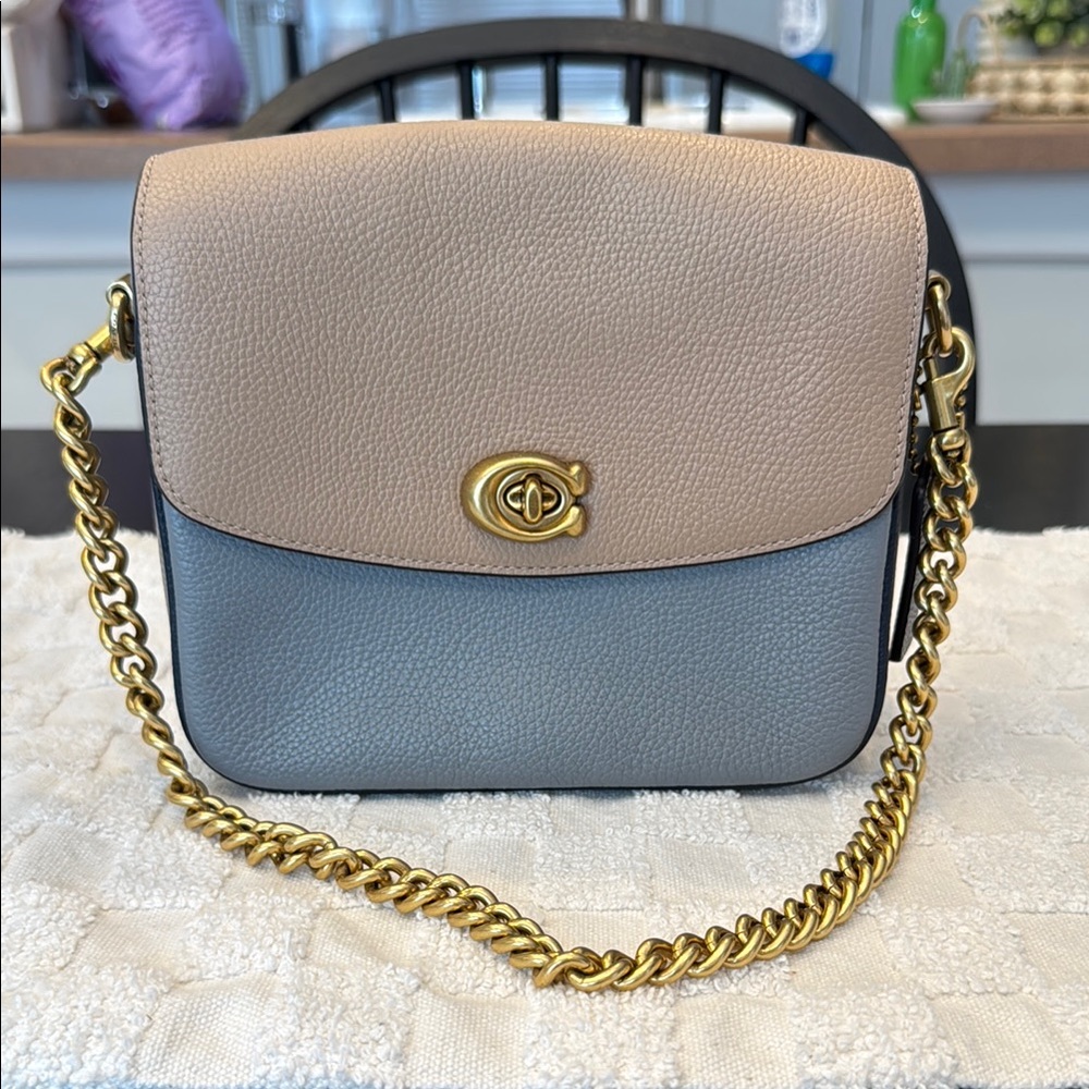 Coach Carrie two tone Bag with Gold Chain